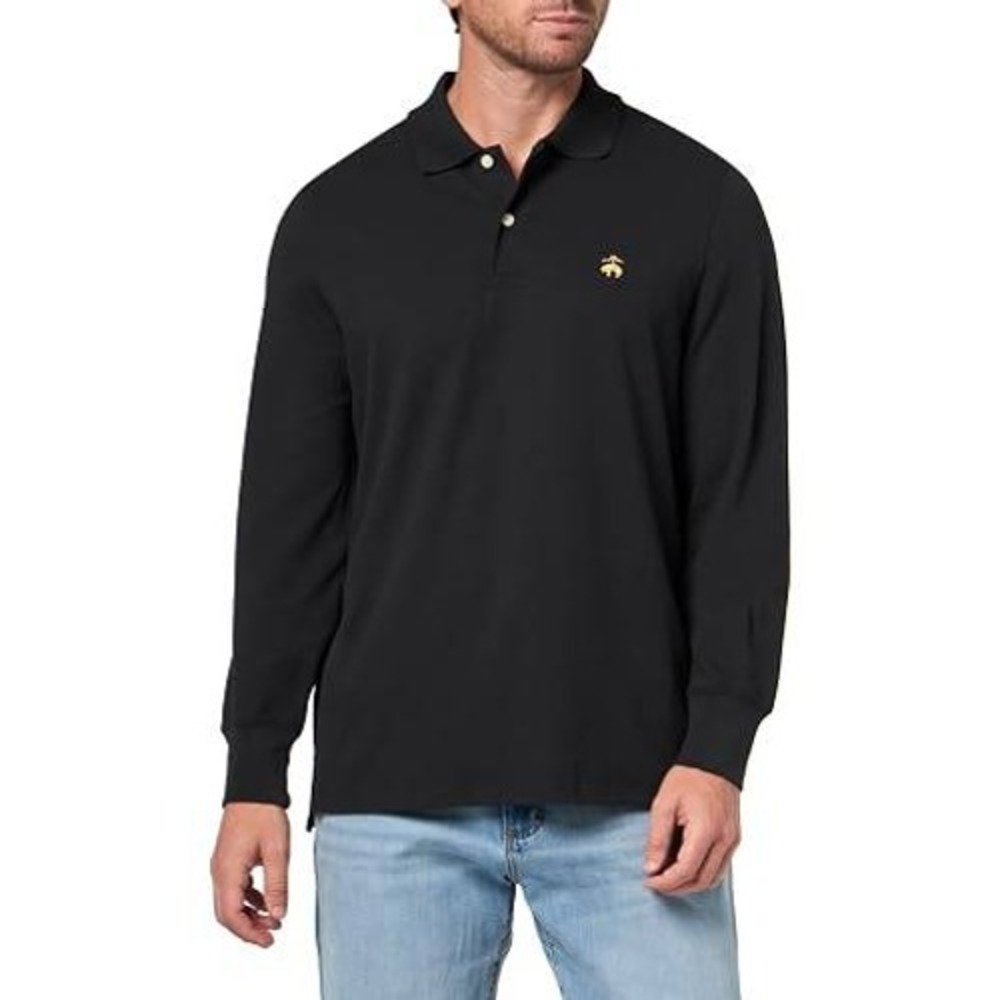 Brooks Brothers Men's XXL Navy Performance Polo Shirt Cotton Long Sleeve Slim